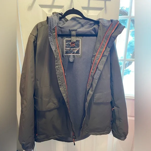Free Country “3-in-1” Men’s Jacket, Dark Olive & Orange (Size Medium) - Picture 7 of 15